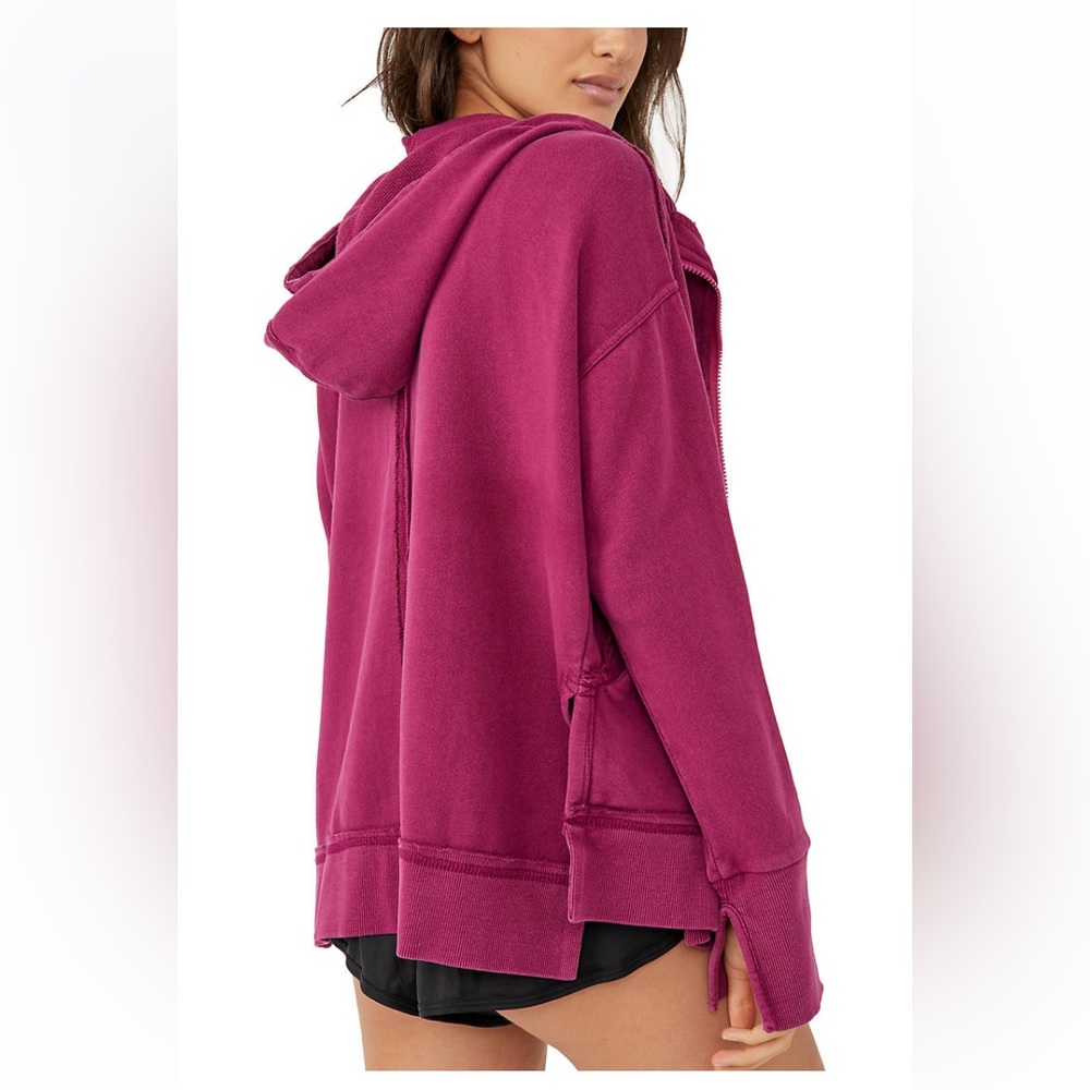 Free People Only One Zip Up Hoodie Magenta - Picture 4 of 7